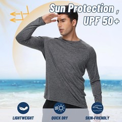 Long Sleeve TShirts Men Quick Dry UV Sun Protection Athletic Gym Fitness 3 Pack