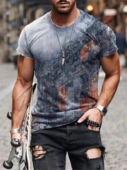Men’s T-Shirt 3D Vintage Print T Shirts Summer Round Neck Cool Oversize Tees