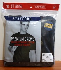 Stafford 3-Pack Men’s Heavy Weight 100% Cotton Crew-Neck T-Shirt Black