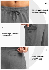 Men’s Cotton Sweatpants Cargo Pockets Open Bottom Yoga Lounge Athletic Workout