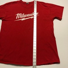 Milwaukee 2-sided Graphic T-Shirt Sz L Red Crew S/S Grunge Gildan 100% Cotton