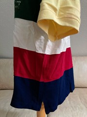 IVY CREW Mens T-Shirt Sz L Blue Green Yellow White Short Sleeve Collared Buttons RETRO