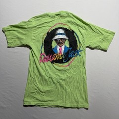 Vintage Panama Jack T-Shirt Large Neon Lime Green Double Sided Mascot Graphic 80