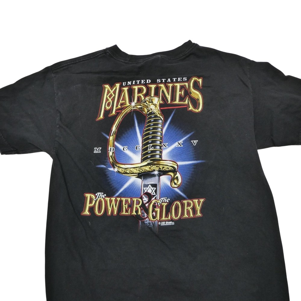 7.62 Design Shirt Mens Medium Black US Marines Power & Glory Sword Graphic Tee