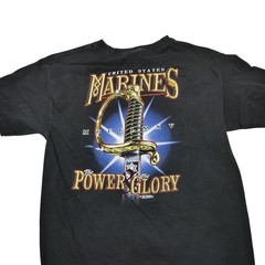 7.62 Design Shirt Mens Medium Black US Marines Power & Glory Sword Graphic Tee