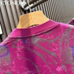 Men Designer Abstract Marble Print Cotton T-Shirt Retro Casual Short Sleeve Tee