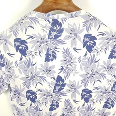 Altea T Shirt Mens M White Blue Slim Fit Floral Print Short Sleeve Summer Tropical