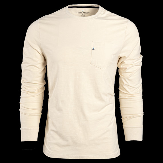 Tailor Vintage Stretch Slub Jersey Long Sleeve Pocket Tee (Natural)