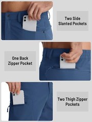 TACVASEN Men’s Hiking Cargo Shorts 10″ with Zipper Pockets 38, Blue Gray