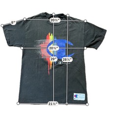 Vintage Champion T Shirt Made In USA Big C Rainbow Graphic Streetwear 90s Skate