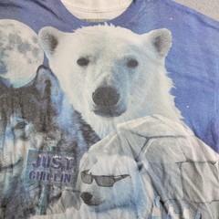 Young & Reckless Shirt Mens XL Blue Just Chillin Polar Bear Wolf Graphic Funny