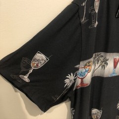 John Ashford Men’s Black with Cocktail design Dress Shirt Size Lg (E1620)