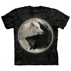 Yin Yang Symbol Wolf Unisex Adult T-Shirt Blue by The Mountain 100% Cotton