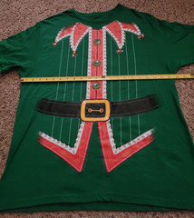 Men’s Size XL Green Short Sleeve T-Shirt Santa Helper Christmas Elf Holiday Time