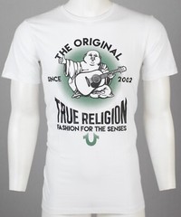 $69 TRUE RELIGION White REAL DEAL BUDDHA Short Sleeve Designer Graphic T-shirt