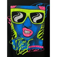 OUTRANK BRAND BLACK SHIRT — Neon Girl Face Streetwear Graphic Tee Men’s Large