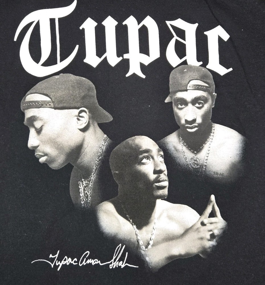 Mens 2Pac Tupac Shakur Graphic T Shirt Black XL Hip Hop Rap Tee