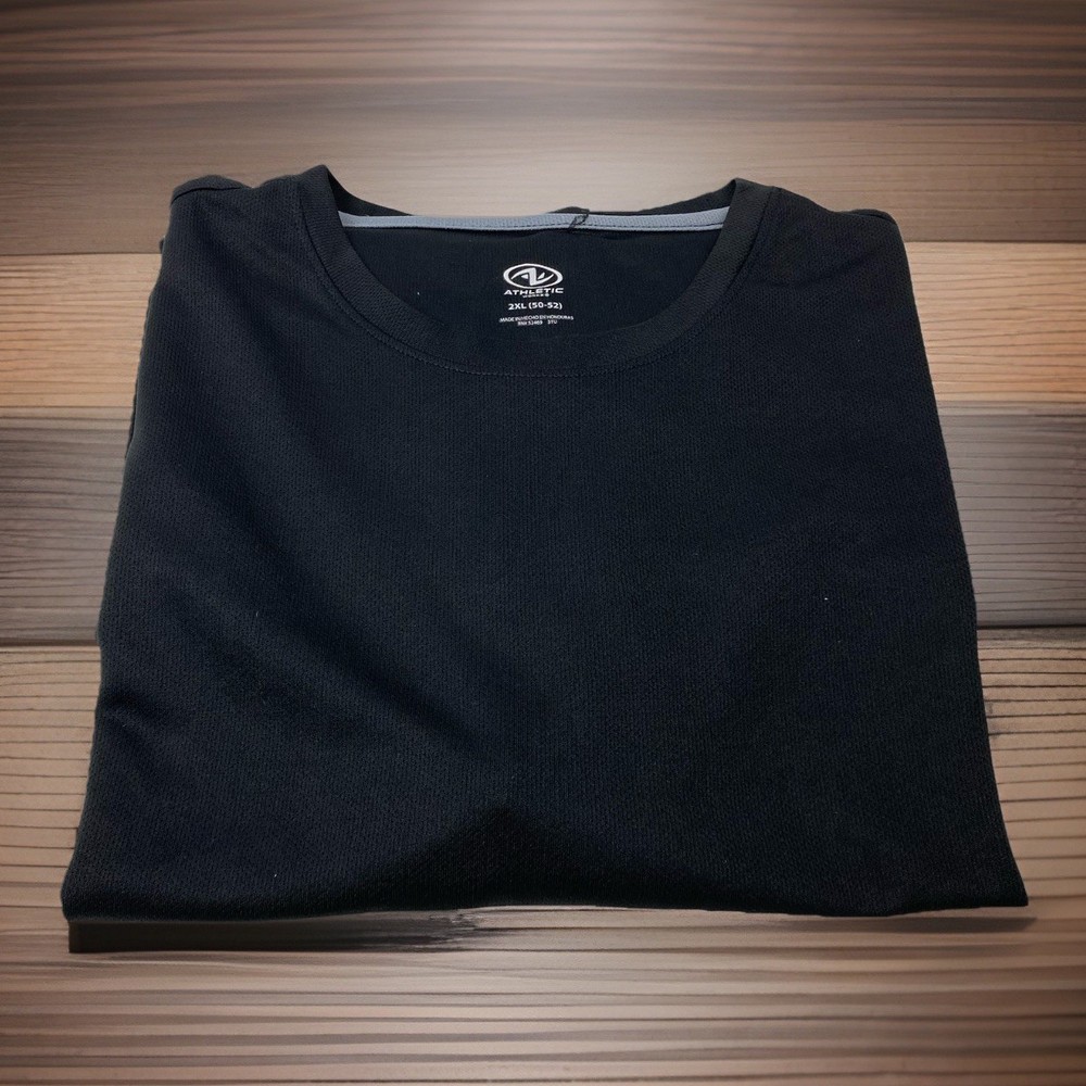 Athletic Works DriWorks Men’s 2XL Solid Black Crew Neck Short Sleeve T Shirt