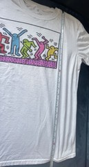 Keith Haring Foundation Dancing Figures T-Shirt Colorful White Short Sleeve Sz M