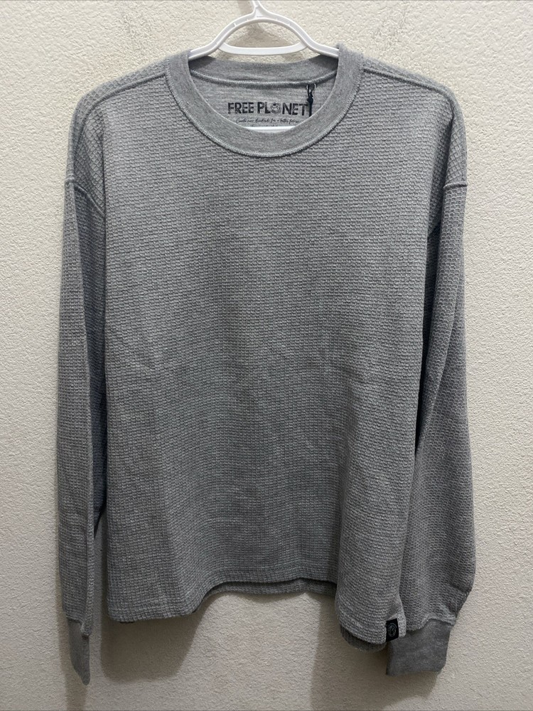 NEW Free Planet Men’s Large Gray Long Sleeve T-shirt NWT $56