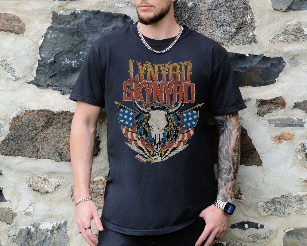 Lynard Skynard Patriot T-Shirt Southern Rock Band on Premium Comfort Colors Tee