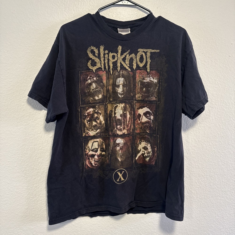 Slipknot 1999-2009 Heavyweight Band T-Shirt Hanes Large Double Sided Y2K