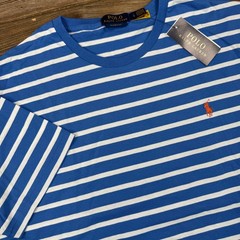 Polo Ralph Lauren Mens Large T-Shirt Blue White Striped Classic Fit NWT