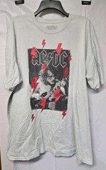 AC/DC Red Lighting T-Shirt Men’s Size XL White Graphic Cotton Tee Angus Young