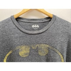 Batman Keaton Logo T-Shirt Men’s XXL Flocked Distressed Gray Graphic Tee 50-52