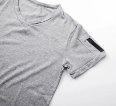 2025 Brand Quality Cotton Men T-shirt V-neck Fashion Design Slim Fit Soild