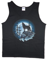 Men’s tank top lone wolf howling at the moon wolves nature wildlife t-shirt tee