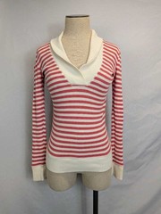 American Eagle Outfitters Striped V-Neck Shawl Collar Long Sleeve Thermal Top LG