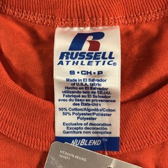 Vintage Russell Athletic Shirt Mens Small Orange Blank Crew Neck Nublend