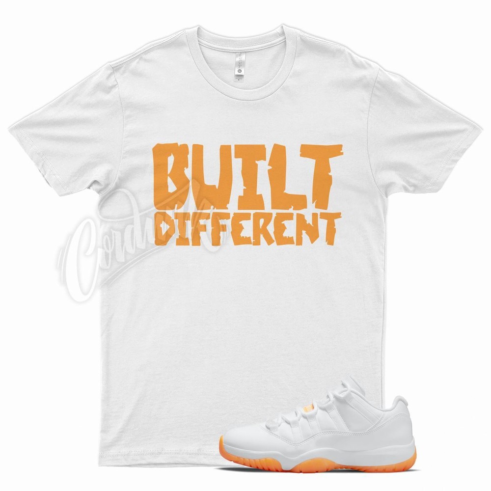 White BUILT T Shirt for J1 11 Low Bright Citrus Laser Orange Vapormax Plus