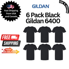 Gildan 64000 Softstyle Unisex T-Shirt Black 6 Pack Lightweight Cotton