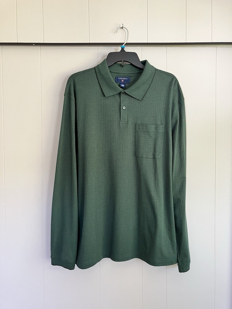 Men’s Dark Green Henley Long Sleeve Saddlebred Brand Size Large Chest 48”