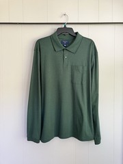 Men’s Dark Green Henley Long Sleeve Saddlebred Brand Size Large Chest 48”