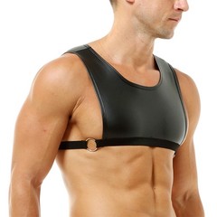 Men’s Elastic Body Chest Harness Mini Vest Faux Leather Crop Tops Sexy Clubwear