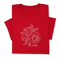 Peony Embroidered T-Shirt, Custom Color Floral Tee, Botanical Gift Shirt