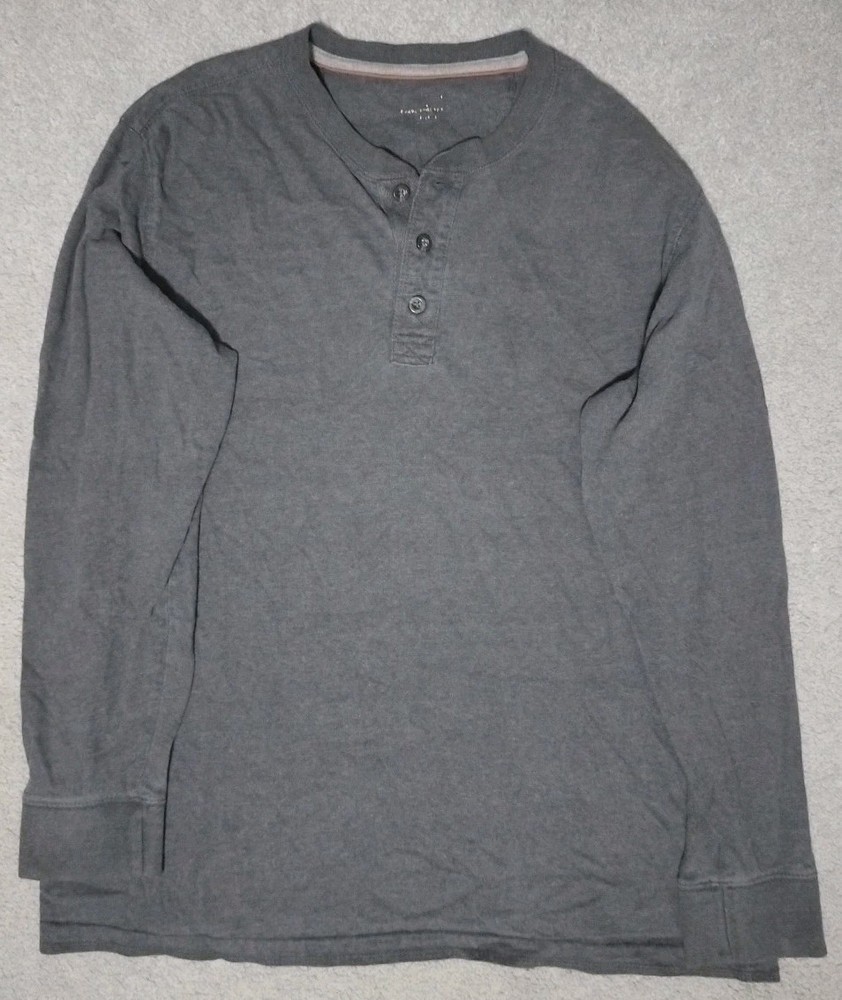 Outdoor Life Henley Shirt Mens Long Sleeve Shirt No Size Tag Pit 22.5 Length 28