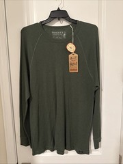 Faherty Men’s Long Sleeve Cloud Waffle Crew, Deep Fern Heather, XXL
