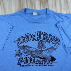 VTG 80’s F105 Thud Rolling Thunder Fighter Jet T-Shirt Military Blue FITS Medium