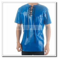 Latex Rubber Men’s Tops Short Sleeves T-shirts Drawstring Neck Customize .4mm H8