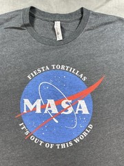 Fiesta Tortillas Gray MASA It’s out of this World 2 sided Austin Texas Shirt Med