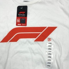 Formula 1 F1 Racing Graphic T-Shirt Mens Large White Red Logo Hybrid Apparel NEW