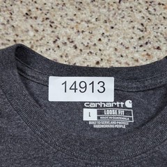 Carhartt Shirt Mens Large Gray Yellow Spell Out Tee Work Wear Outdoors Adult A12