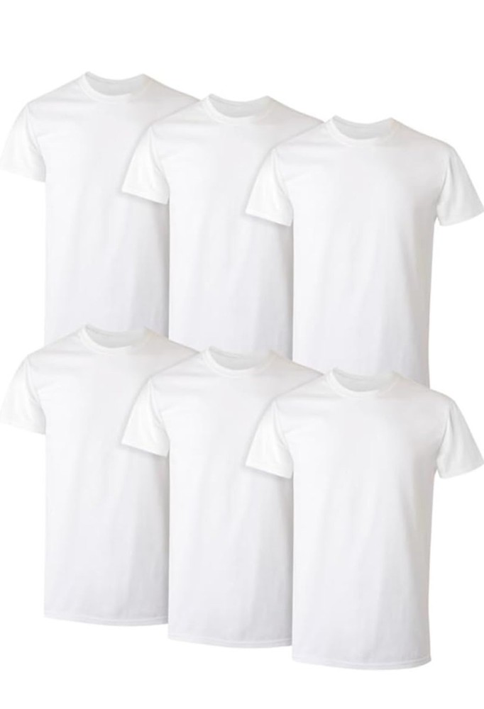 Hanes Men’s White Crewneck T-Shirt 6-Pack Undershirt Tee TAGLESS size L 42-44″