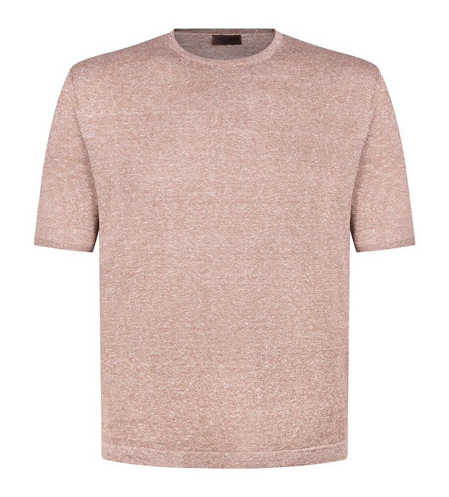 STILE LATINO t-shirt linen cotton EU 48 US 38 light brown melange normal fit