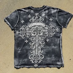 Affliction Men’s T-Shirt XL Vintage y2k grey distressed made in USA