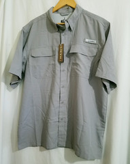 Habit Men Fishing Shirt Large Dolphin Print UPF 50+ Short Sleeve Performance NWT
